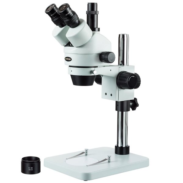 Amscope 3.5X-45X Zoom Trinocular Stereo Microscope With Table Pillar Stand SM-1TSx-v203